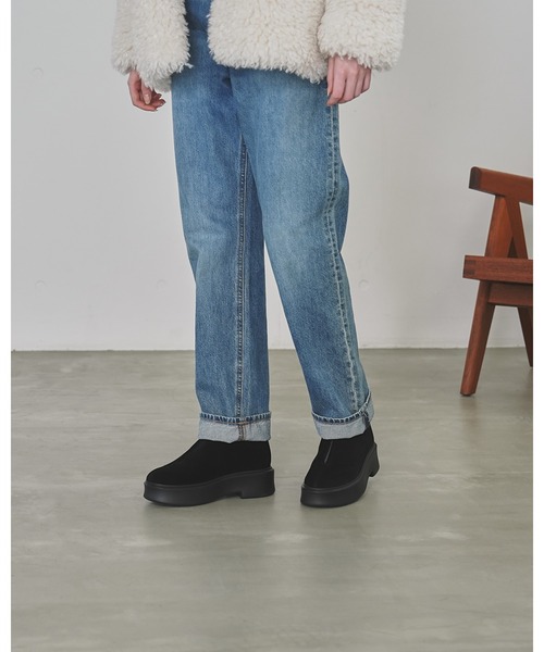 セール】ラウンドトゥ ボリュームソール フロントジップブーツ（ブーツ