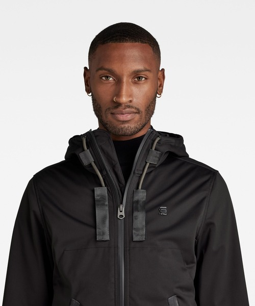 G-STAR(ジースター)の「BATT HOODED SOFTSHELL JACKET/防水撥水ソフトシェルジップアップパーカー/ナイロンジャケット(ナイロンジャケット・メンズ・ダークブラック・LARGE/MEDIUM/SMALL/X-SMALL/X-LARGE/XX-LARGE)」の8枚目の写真
