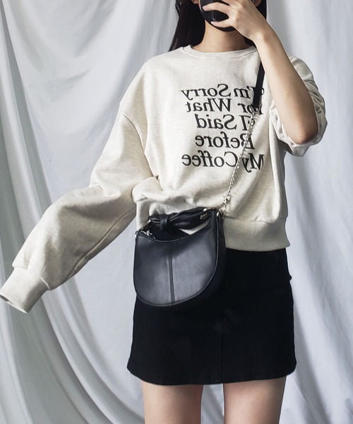 me+em select（ミームセレクト）の「レタリングロゴスウェットトレーナー【韓国製】（スウェット・レディース・パープル/ベージュ/ボルドー・FREE）」の22枚目の写真