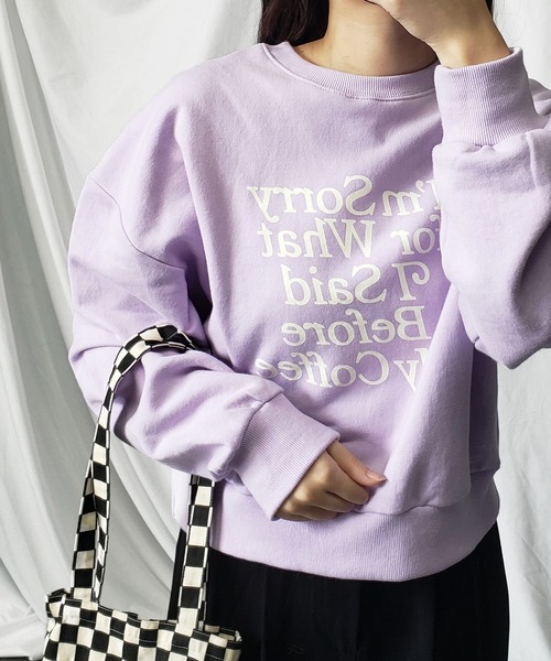 me+em select（ミームセレクト）の「レタリングロゴスウェットトレーナー【韓国製】（スウェット・レディース・パープル/ベージュ/ボルドー・FREE）」の19枚目の写真