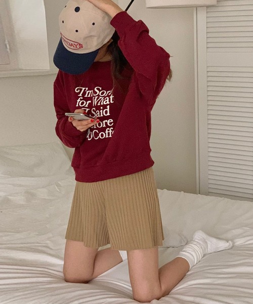 me+em select（ミームセレクト）の「レタリングロゴスウェットトレーナー【韓国製】（スウェット・レディース・パープル/ベージュ/ボルドー・FREE）」の10枚目の写真