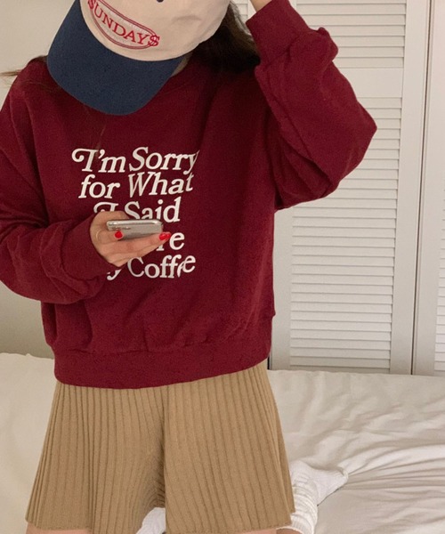 me+em select（ミームセレクト）の「レタリングロゴスウェットトレーナー【韓国製】（スウェット・レディース・パープル/ベージュ/ボルドー・FREE）」の11枚目の写真