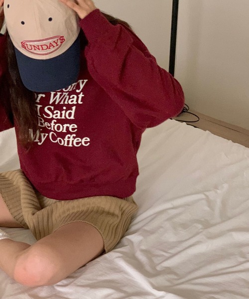 me+em select（ミームセレクト）の「レタリングロゴスウェットトレーナー【韓国製】（スウェット・レディース・パープル/ベージュ/ボルドー・FREE）」の12枚目の写真