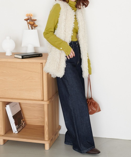 DISCOAT（ディスコート）の「袖口ボタンリブタートルネックプルオーバー（ニット/セーター・レディース・ブラック/ダークグリーン/グレー/オレンジ/アイボリー/ブルー/グリーン系その他/ピンク・FREE）」の11枚目の写真