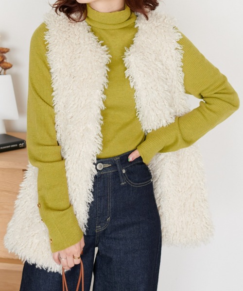 DISCOAT（ディスコート）の「袖口ボタンリブタートルネックプルオーバー（ニット/セーター・レディース・ブラック/ダークグリーン/グレー/オレンジ/アイボリー/ブルー/グリーン系その他/ピンク・FREE）」の12枚目の写真