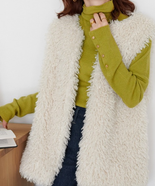 DISCOAT（ディスコート）の「袖口ボタンリブタートルネックプルオーバー（ニット/セーター・レディース・ブラック/ダークグリーン/グレー/オレンジ/アイボリー/ブルー/グリーン系その他/ピンク・FREE）」の17枚目の写真