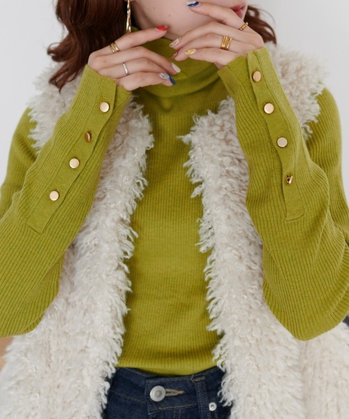 DISCOAT（ディスコート）の「袖口ボタンリブタートルネックプルオーバー（ニット/セーター・レディース・ブラック/ダークグリーン/グレー/オレンジ/アイボリー/ブルー/グリーン系その他/ピンク・FREE）」の18枚目の写真