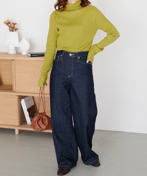 DISCOAT（ディスコート）の「袖口ボタンリブタートルネックプルオーバー（ニット/セーター・レディース・ブラック/ダークグリーン/グレー/オレンジ/アイボリー/ブルー/グリーン系その他/ピンク・FREE）」の19枚目の写真