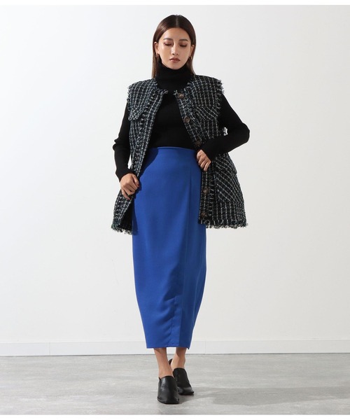 Settimissimo（セッティミッシモ）の「ブラッシュツイルフロントスリットスカート（スカート・レディース・ブルー/レッド・M）」の13枚目の写真