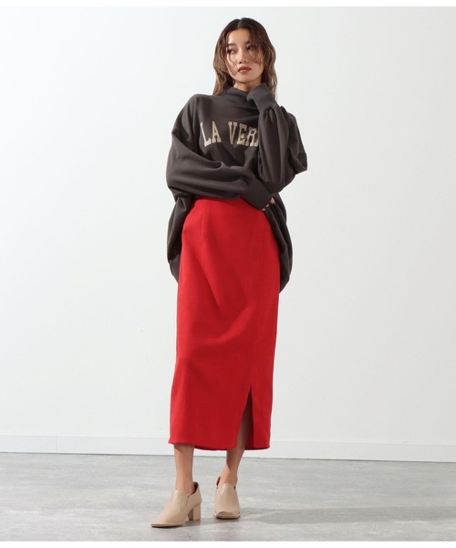 Settimissimo（セッティミッシモ）の「ブラッシュツイルフロントスリットスカート（スカート・レディース・ブルー/レッド・M）」の8枚目の写真