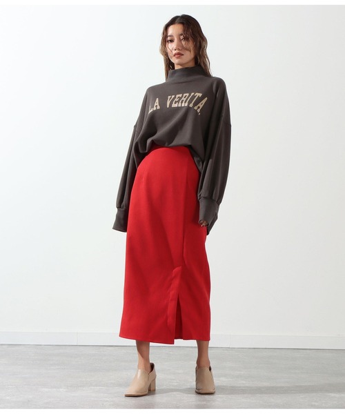 Settimissimo（セッティミッシモ）の「ブラッシュツイルフロントスリットスカート（スカート・レディース・ブルー/レッド・M）」の7枚目の写真