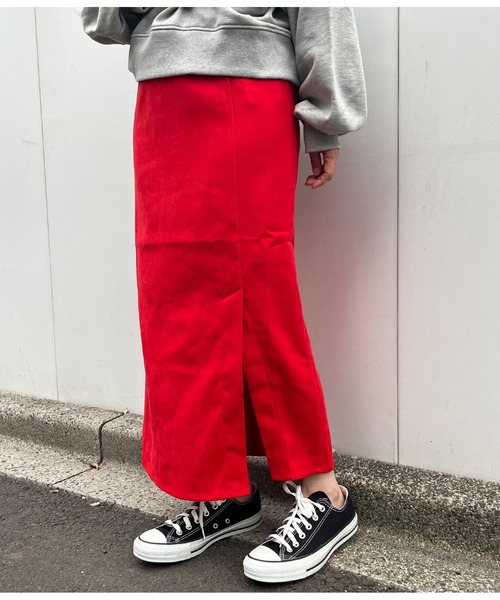 Settimissimo（セッティミッシモ）の「ブラッシュツイルフロントスリットスカート（スカート・レディース・ブルー/レッド・M）」の16枚目の写真