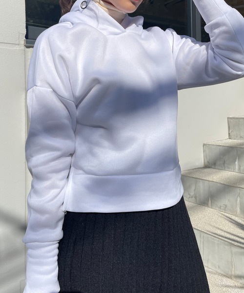 Lamoa（ラモア）の「Lamoa/裏起毛 オーバーサイズ フーディー パーカー（パーカー・レディース・ホワイト/ブラック/ブラウン・FREE）」の4枚目の写真