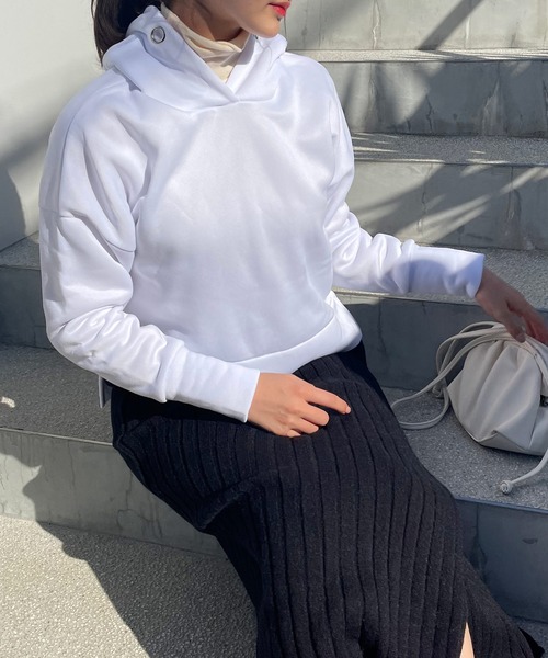 Lamoa（ラモア）の「Lamoa/裏起毛 オーバーサイズ フーディー パーカー（パーカー・レディース・ホワイト/ブラック/ブラウン・FREE）」の5枚目の写真