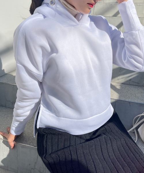 Lamoa（ラモア）の「Lamoa/裏起毛 オーバーサイズ フーディー パーカー（パーカー・レディース・ホワイト/ブラック/ブラウン・FREE）」の7枚目の写真