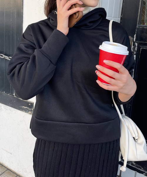 Lamoa（ラモア）の「Lamoa/裏起毛 オーバーサイズ フーディー パーカー（パーカー・レディース・ホワイト/ブラック/ブラウン・FREE）」の13枚目の写真