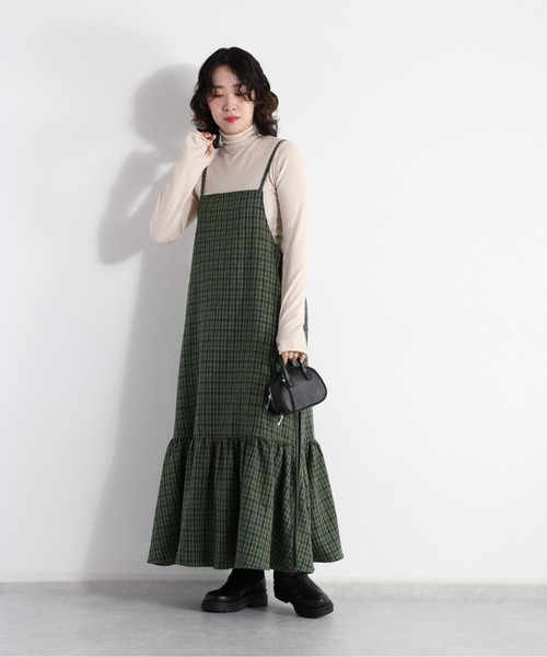 cepo（セポ）の「チェック柄 ティアードキャミワンピース