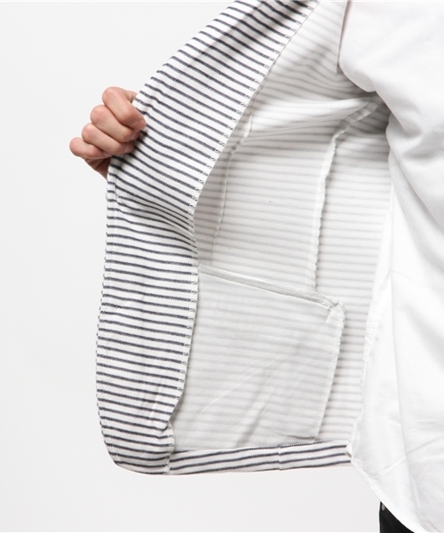 VENCEEXCHANGE（ヴァンスエクスチェンジ）の「鹿の子テーラード7分丈ジャケット        （テーラードジャケット・メンズ・オフホワイト/ネイビー・LARGE/MEDIUM/SMALL）」の12枚目の写真