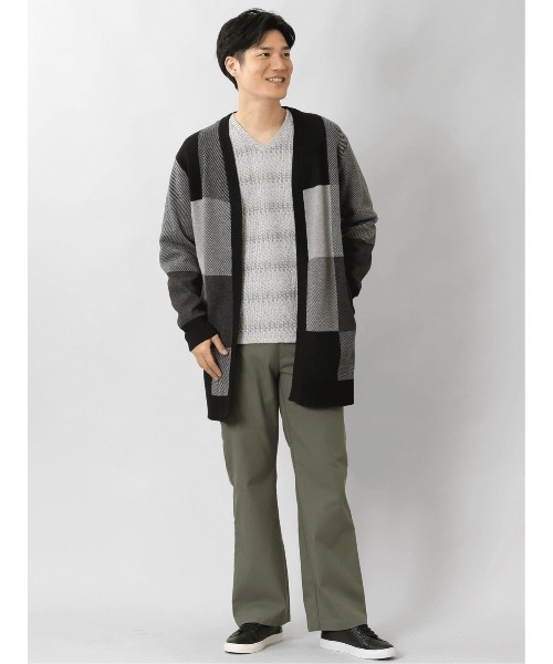 Keboz グレー カーディガン MEDIUM K-MATTY Zip-up cardigan with contrast panels｜グレー｜メンズ
