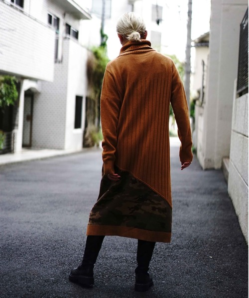 AVIREX(アヴィレックス)の「TURTLE SWITCHING CANO KNIT ONEPIECE/ タートルスウィッチングカモニットワンピース(ワンピース・レディース・チャコールグレー/セージグリーン/キャメル・SMALL/MEDIUM)」の10枚目の写真