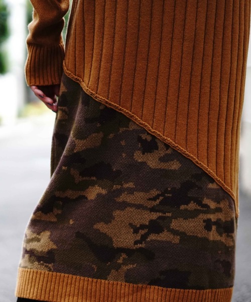 AVIREX(アヴィレックス)の「TURTLE SWITCHING CANO KNIT ONEPIECE/ タートルスウィッチングカモニットワンピース(ワンピース・レディース・チャコールグレー/セージグリーン/キャメル・SMALL/MEDIUM)」の5枚目の写真