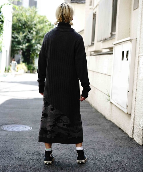 AVIREX(アヴィレックス)の「TURTLE SWITCHING CANO KNIT ONEPIECE/ タートルスウィッチングカモニットワンピース(ワンピース・レディース・チャコールグレー/セージグリーン/キャメル・SMALL/MEDIUM)」の9枚目の写真