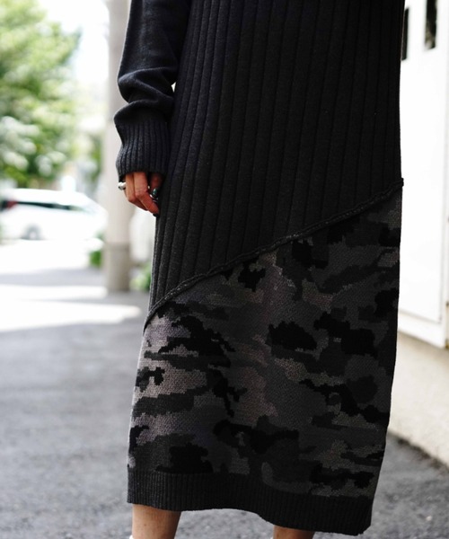 AVIREX(アヴィレックス)の「TURTLE SWITCHING CANO KNIT ONEPIECE/ タートルスウィッチングカモニットワンピース(ワンピース・レディース・チャコールグレー/セージグリーン/キャメル・SMALL/MEDIUM)」の13枚目の写真