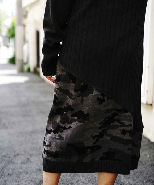 AVIREX(アヴィレックス)の「TURTLE SWITCHING CANO KNIT ONEPIECE/ タートルスウィッチングカモニットワンピース(ワンピース・レディース・チャコールグレー/セージグリーン/キャメル・SMALL/MEDIUM)」の8枚目の写真