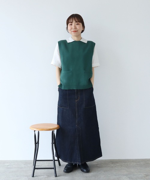PAR ICI(パーリッシィ)の「強撚綿 総針度詰めベスト(ベスト・レディース・ブラウン/カーキ/サックスブルー/ブラック/ネイビー/ベージュ/グリーン・FREE)」の18枚目の写真