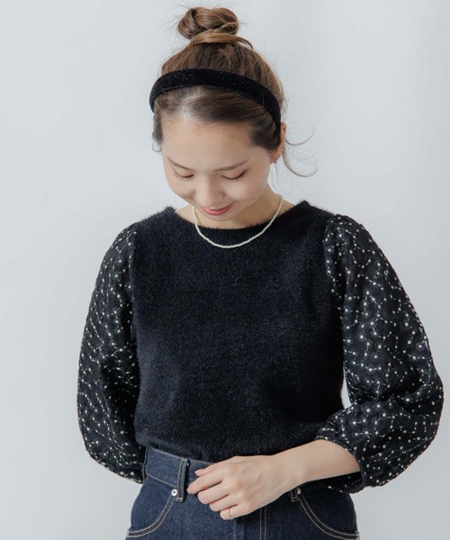 flower（フラワー）の「ウィンターブルームトップ（Tシャツ/カットソー・レディース・ブラック/アイボリー・FREE）」の2枚目の写真