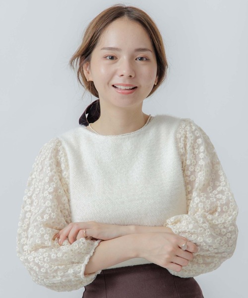 flower（フラワー）の「ウィンターブルームトップ（Tシャツ/カットソー・レディース・ブラック/アイボリー・FREE）」の19枚目の写真