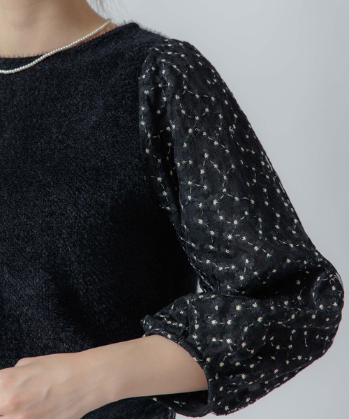 flower（フラワー）の「ウィンターブルームトップ（Tシャツ/カットソー・レディース・ブラック/アイボリー・FREE）」の4枚目の写真