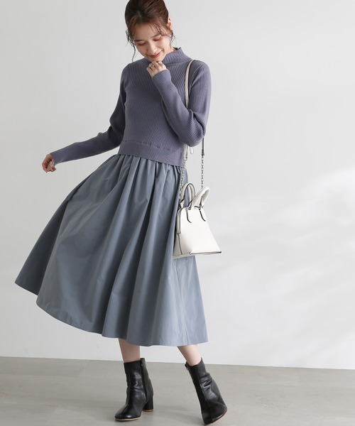 N.（N. Natural Beauty Basic）（エヌエヌナチュラルビューティーベーシック）の「【追加生産】◆バックパールボタンドッキングワンピース（ワンピース・レディース・ベージュ/ネイビー/ブルー・MEDIUM）」の3枚目の写真