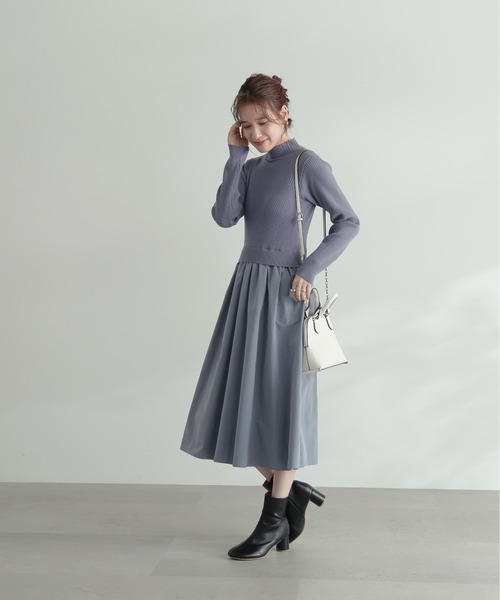 N.（N. Natural Beauty Basic）（エヌエヌナチュラルビューティーベーシック）の「【追加生産】◆バックパールボタンドッキングワンピース（ワンピース・レディース・ベージュ/ネイビー/ブルー・MEDIUM）」の19枚目の写真