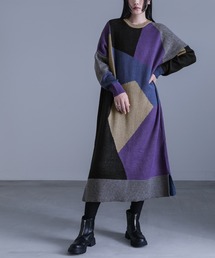 kOhAKU | 『カラーブロッキングジャカードニットワンピース』(ワンピース)