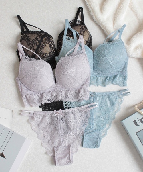 フルールレースバストラインブラ＆ショーツ【グラマーサイズ】（ブラ