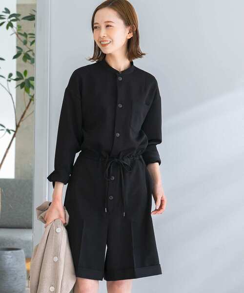 URBAN RESEARCH ROSSO WOMEN（アーバンリサーチ　ロッソ）の「ウエストギャザーハーフコンビネゾン（サロペット/オーバーオール・レディース・ブラック/ベージュ・FREE）」の3枚目の写真