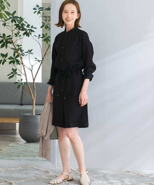 URBAN RESEARCH ROSSO WOMEN（アーバンリサーチ　ロッソ）の「ウエストギャザーハーフコンビネゾン（サロペット/オーバーオール・レディース・ブラック/ベージュ・FREE）」の5枚目の写真