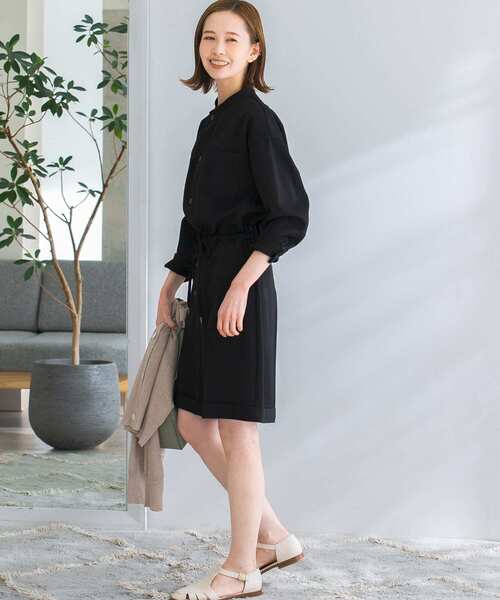 URBAN RESEARCH ROSSO WOMEN（アーバンリサーチ　ロッソ）の「ウエストギャザーハーフコンビネゾン（サロペット/オーバーオール・レディース・ブラック/ベージュ・FREE）」の6枚目の写真