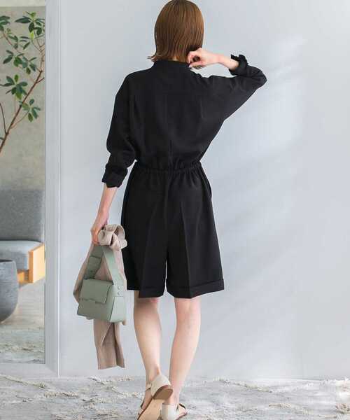 URBAN RESEARCH ROSSO WOMEN（アーバンリサーチ　ロッソ）の「ウエストギャザーハーフコンビネゾン（サロペット/オーバーオール・レディース・ブラック/ベージュ・FREE）」の7枚目の写真