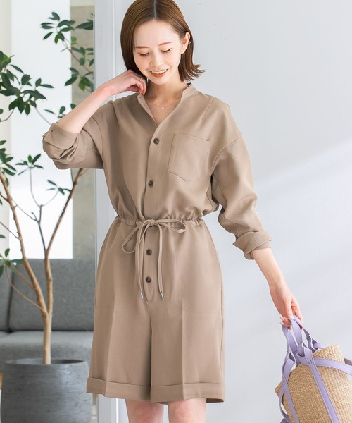 URBAN RESEARCH ROSSO WOMEN（アーバンリサーチ　ロッソ）の「ウエストギャザーハーフコンビネゾン（サロペット/オーバーオール・レディース・ブラック/ベージュ・FREE）」の9枚目の写真