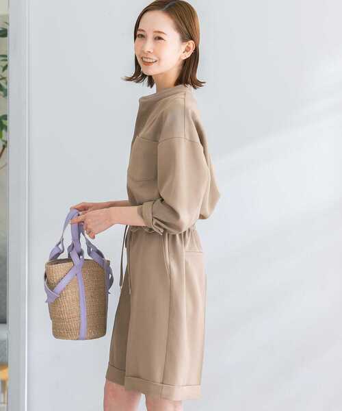 URBAN RESEARCH ROSSO WOMEN（アーバンリサーチ　ロッソ）の「ウエストギャザーハーフコンビネゾン（サロペット/オーバーオール・レディース・ブラック/ベージュ・FREE）」の10枚目の写真