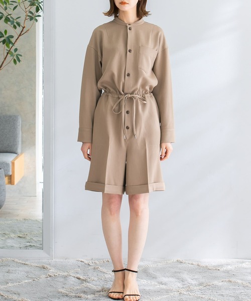 URBAN RESEARCH ROSSO WOMEN（アーバンリサーチ　ロッソ）の「ウエストギャザーハーフコンビネゾン（サロペット/オーバーオール・レディース・ブラック/ベージュ・FREE）」の15枚目の写真