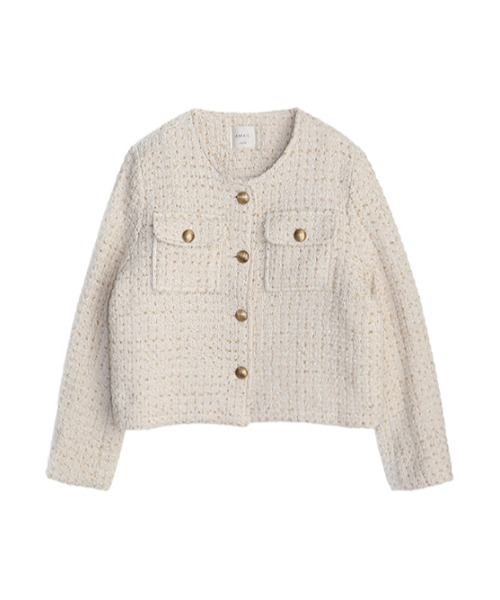 AMAIL（アマイル）の「Tweed compact ブルゾン（ノーカラーコート 