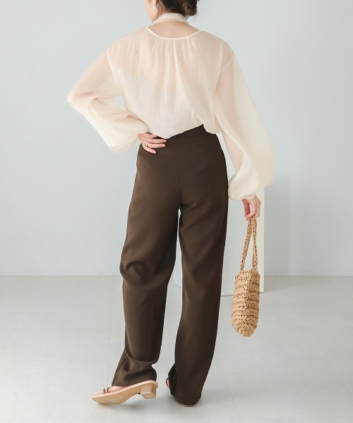 Bab（バブ）の「【ちょこび×Bab】ボウタイ付き2WAYシアーボリュームブラウス（シャツ/ブラウス・レディース・ライトグリーン/ピンク/オフホワイト・M）」の21枚目の写真