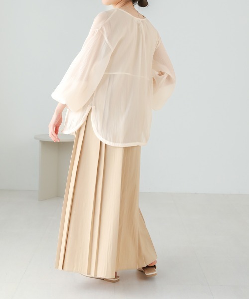 Bab（バブ）の「【ちょこび×Bab】ボウタイ付き2WAYシアーボリュームブラウス（シャツ/ブラウス・レディース・ライトグリーン/ピンク/オフホワイト・M）」の22枚目の写真