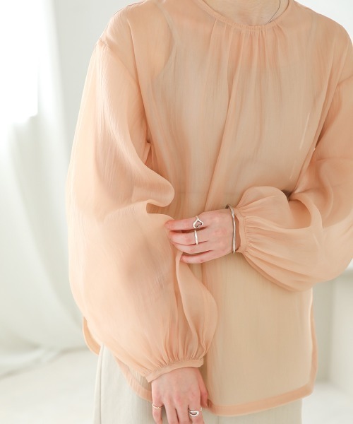 Bab（バブ）の「【ちょこび×Bab】ボウタイ付き2WAYシアーボリュームブラウス（シャツ/ブラウス・レディース・ライトグリーン/ピンク/オフホワイト・M）」の17枚目の写真