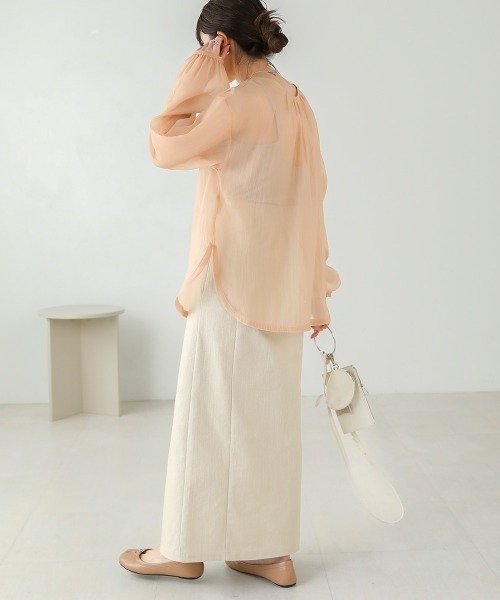 Bab（バブ）の「【ちょこび×Bab】ボウタイ付き2WAYシアーボリュームブラウス（シャツ/ブラウス・レディース・ライトグリーン/ピンク/オフホワイト・M）」の18枚目の写真