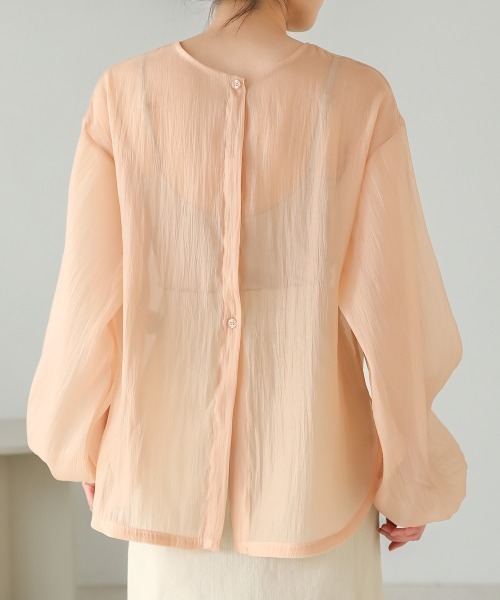 Bab（バブ）の「【ちょこび×Bab】ボウタイ付き2WAYシアーボリュームブラウス（シャツ/ブラウス・レディース・ライトグリーン/ピンク/オフホワイト・M）」の19枚目の写真