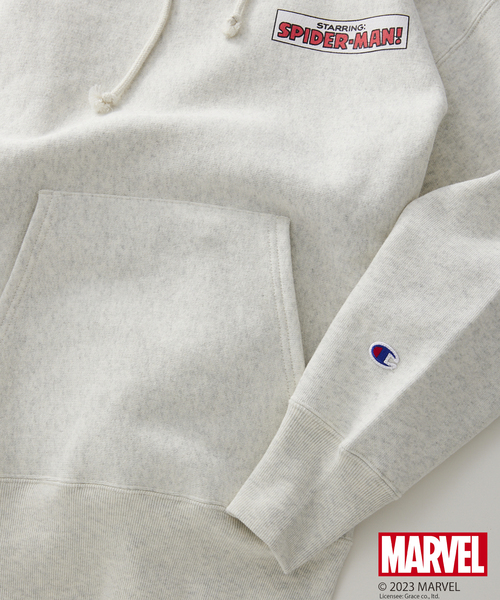 Champion(チャンピオン)の「【SPIDER-MAN】CHAMPION 別注リバースウィーブ スウェットパーカー(パーカー・メンズ・アイボリー/ブラック・LARGE/MEDIUM/X-LARGE)」の9枚目の写真